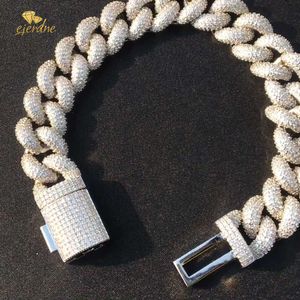 Hip Hop Diamond 3D Cuban Link Chain Men Bracelet AAA Zircon 14mm Sier Gold Plated Iced Out Bracelets High Quality Bubble Chains Party Gifts for mens