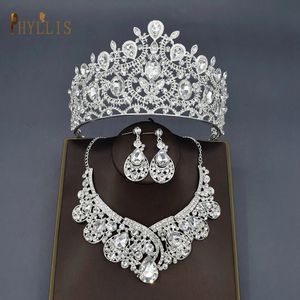 A44 Rhinestone Wedding Hair Accessories Barock Headpiece Crystal Bridal Tiaras and Crowns Hair Smycken Set Pageant Diadem 240516