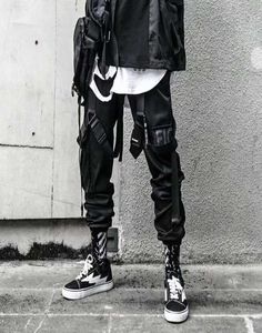 2021 Streetwear Trendy Cargo Pants Men Joggers HARAJUKU Moda Japońska swoboda punkowa ubrania GOTH HIP HOP Black Sweatpants x06114819421