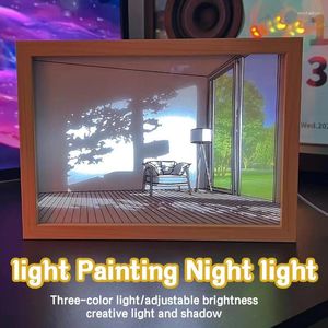 Table Lamps Decorative Led Light Painting USB Plug Dimming Wall Artwork Lamp Gift Indoor Sunlight Window Wooden Po Night Luminous