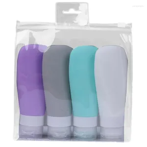 Speicherflaschen 4pcs/Set Silikon nachfüllbare Reise -Set Essence Shampoo Duschgelbehälter können das Flugzeug 90 ml tragen