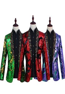 Men039s Suits Blazers Men039s Flipping Sequins Tuxedo Jackets 6 Colors Fashion Blazer Nightclub Bar DJ Singer Glitter Stag8967966