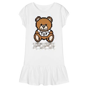 New summer fashion brand cartoon alphabet style children's clothing short sleeved bear print clothes baby girl Princess Skirt 2 to10 years old