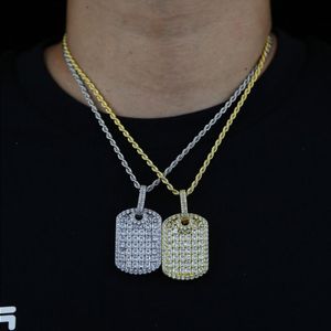 New Iced Out Bling Square Pendant Necklace For Men Women Gifts Silver Color Tennis Chain AAA Zircon Charm Hip Hop Jewelry Tuvwp