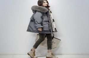 진짜 천연 여우 모피 칼라 겨울 재킷 여성 90 화이트 오리 다운 코트 암컷 두꺼운 파카 스노우 느슨한 후드드 코트 Y201024050434