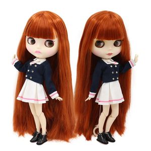 Lodowate DBS Blyth lalka 1/6 BJD zabawka 30cm Red Brown Hair Białe skórę połączenie Matowa twarz Prezent OB24 Anime Doll 240513