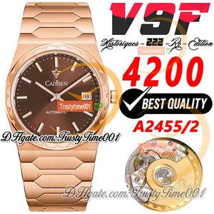 Historyki 4200H 222 Jumbo A2455 Automatyczne męskie Women Unisex Watch V9f 37mm Brown Stick Tial Ss Rose Gold Bracelet Super Edition Trustime001