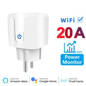 Soquete Smart EU 20A WiFi Smart Plug com Monitoramento de Power Smart Home Voice Control Support Google Alexa Alice