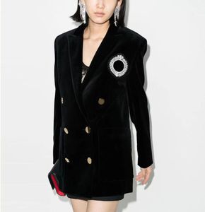 Designer Womens Jackets Outwear Ladies Coat Velvet Long Suit Badge Black Letter Style Coat Casual Long Sleeve Jacket Fashion B Let4510532
