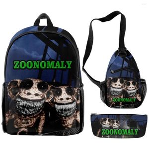 Backpack Harajuku novidade Zoonomalia engraçada 3D Impresso 3pcs/set pupil School School School Laptop Laptop Saco de lápis Case