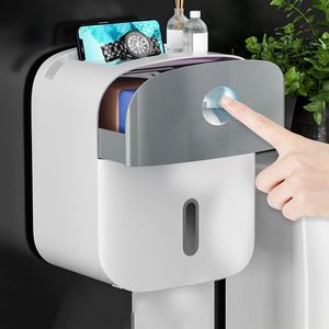 GIANXIトイレットペーパーホルダーウォールマウントライト防水プラスチック製衛生保管ティッシュボックスバスルームアクセサリー240518