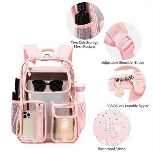 Backpack Pink Solid Color Jelly Girls TPU Women Travel Bag Large Capacity Schoolbag For Middle High School Student