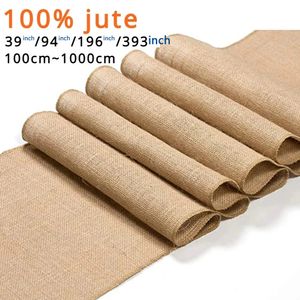Vintage Burlap Hessian Table Runner Natural Jute Country Wedding Party Decoration Home Textiles 240 1000cm Home Table Runners 240521