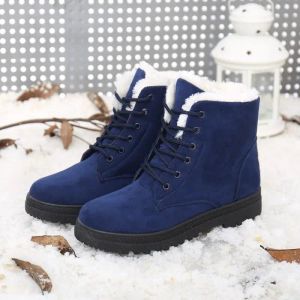 Botas de neve femininas aconchegantes com forro de pelúcia e fechamento de laço - perfeito para atividades ao ar livre