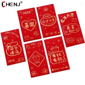 Embrulho de presente 10pcs estilo chinês estampagem envelope vermelho 2024 dragão saco de dinheiro festival de primavera de primavera