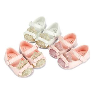 First Walkers Baby Girl Mary Apartment Anti slip Soft Sole Sequin Crown Prewalker Bowtie First Walker 0-18M Newborn Baby Shoes d240525