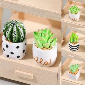 Decorative Flowers Artificial Resin Cactus Succulents Potted Plant Small Micro Landscape Ornament Home Office Tabletop Decoration