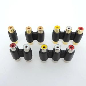 Vídeo de áudio 2 RCA 3 RCA fêmea para RCA 2RCA 3RCA Female Straight Converter Av Ano Coupller Connector Gold Adapter Pluget Socket