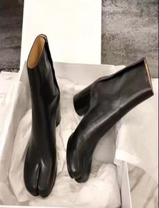 Design Tabi Boots Split Toe Chunky High Heel Leather Zapatos Mujer Fashion Autumn Women Shoes Botas3359831