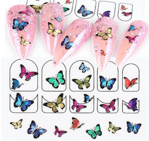 Adesivos de arte unhas adesivas de borboleta colorida decalques adesivos 3D Design Design Diy Manicure Sliders envolve a decoração de folhas para as unhas LA17875090201