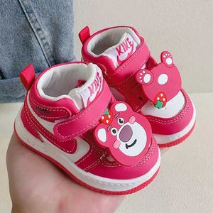 First Walkers 2024 Baby Boys Girls Casual Shoes Toddler Soft Bottom First Walking Shoes Childrens Sneakers Lotso Bear Kids Shoes Q240525