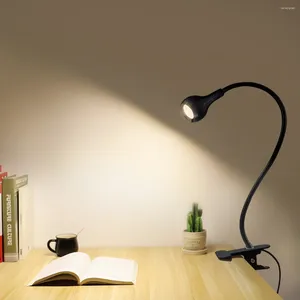 Bordslampor 5V lampa med klipphållare Bedside USB POWER LED LÄSNING Nattljus tryckknapp Switch Study Desk