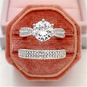 Solitaire Lab Diamond Finger Pierścień Pierścień Połączki Wedding Białe złoto Pierścienie dla kobiet mężczyzn męskich biżuterii BINDATING Prezent urodzinowy xfpmh