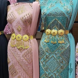 Oman Kurdistan Women Body Chain Monety Tassel TALIST TALIST BIDY EAST BRIDAL Jewelry Turkey Monety Gold Pas Pasek 240522
