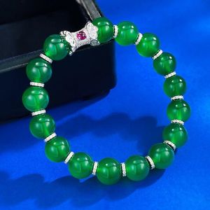 Vintage Crown Jade Diamond Bangle Bransoletka 100% prawdziwe 925 Bracelet ślubny srebrny dla kobiet mężczyzn zaręczynowy Prezent XSWSM