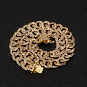 Mrożone łańcuchy Hip Hop Designer biżuteria luksusowy naszyjnik Rock Diamond Cuban Link mikro utwardzony bling cz złoto srebrny czarny kloio