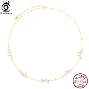Подвесные ожерелья Orsa Jewels Ball Bead Bead Choker Chaine с натуральным жемчугом для женщин уникальный 925 серебряный серебряный винтажный колье GPN47 Q240525