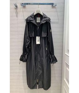 Дизайнерские женские длинные куртки Hight Quarte Wetredbreaker Fashion Cood с капюшоном на свободный излишка тонкая функциональная куртка Black Green6798031