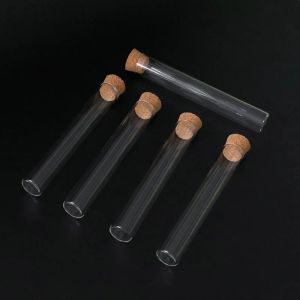 12pcs 24pcs 48pcs 15x100mm Clear Flat Bottom Glass Test Tube with Cork Stoppers Laboratory Supplies