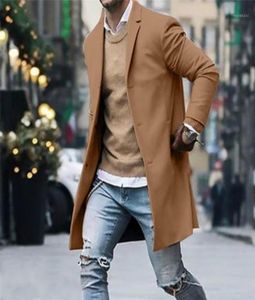 New 2021 Casual Men039s Jackets Men039s Autumn Winter Button Slim Long Sleeve Suit Jacket Trench Coat Top Blouse Vintage Men4227071