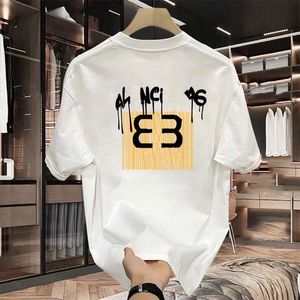 Designer men's T-shirt women's fashionable dyed fabric comfortable and soft texture graffiti lettersloose fitting shirt trend