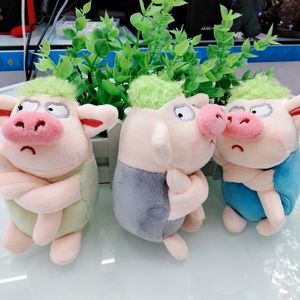 New Green Fur Pig Plush Toy Doll Keychain Cute Doll Couple Bag Pendant Birthday Gift Cartoon Angry Plush Pigs Keychains
