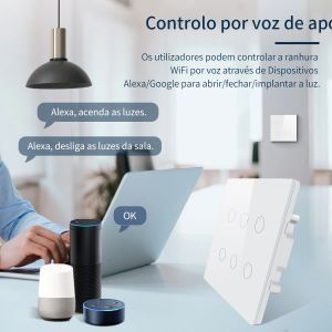 Brasil 4x4 Tuya WiFi Smart Switch 110-240V Painel de toque 4/6 Timing Switch App Control Voice com Alexa Google Home