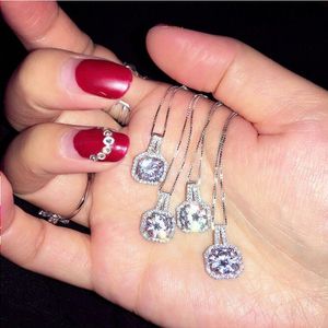 Donne di gioielli di moda 8mm diamond CZ 925 ciondolo nuziale argento con catena da 45 cm Jrnmj