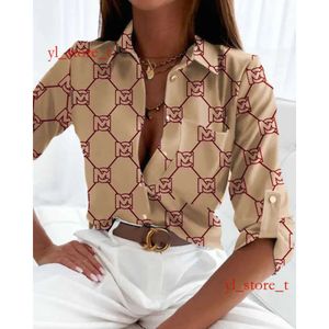 女性のためのレディースデザイナーファッショナブルTシャツTシャツの高品質の花のブラウス印刷ラペル長袖新しいカジュアルレディース品質トップスウェットシャツ3E