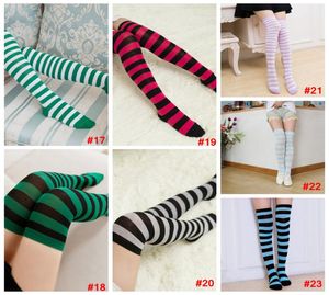 women Stockings Striped Printed Socks Knee High Socks Fashion Stockings Thigh Girls Sport long Socks Party Dress Up Leggings LJJA32557632