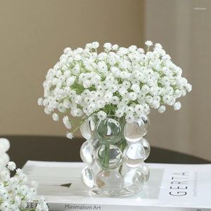 Fiori decorativi 1pcs Bianchi bianchi Respirare Wedding artificiale fai da te Disposizione di decorazioni per bouquet floreale di plastica decorazione