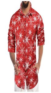 MEN039S Casualne koszule Święta dla mężczyzn Men Turndown Collar Streetwear 3D Digital Printing Shirt Longsleeved Overize8977716