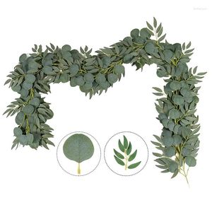 Decorative Flowers 2 Pcs Eucalyptus Simulation With Fruit Money Willow Leaf Plant Vine Home Decor Artificial Garden Decoration