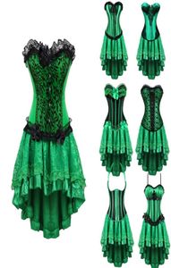 Donne Burlesque Corset Skirt Set Club Club Dancing Outfit Green Overbust Corset con gonna hilo affollata Plus si taglia S6XL Corset D9751121