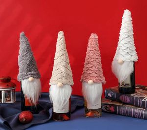 Gnomos de Natal Capas de garrafas de vinho feitas à mão sueco tomte champanhe Toppers Decorações de casa de férias HWB111706126263