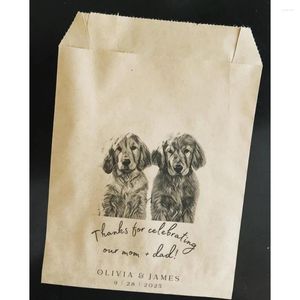 Prezent Wrap Custom Wedding Bag - Pet Guest Favours Favors Burk Bags Pies Treat DZIĘKUJEMY za świętowanie naszej mamy i taty