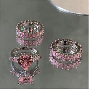 Set di anelli di dito fine aaaaa zircone 925 sterling in argento feste a fedi nuziali anelli per donne promettenti gioielli di fidanzamento OSFVR
