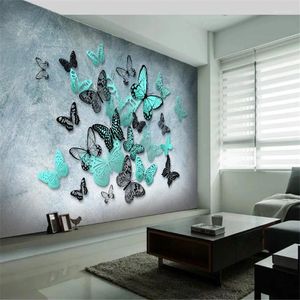 Hintergrundbilder benutzerdefinierte handbemalte 3D-Schmetterlinge nostalgischer Hintergrund po Tapete Wandbilder Wohnzimmer Schlafzimmer Wohnkultur Wallpapier