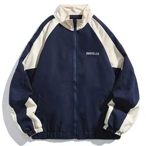 Men's Down Parkas Reflective striped jacket 2023 mens hip-hop street clothing jacket zipper jacket windproof jacket Harajuku thin jacket sports black blue Q240525