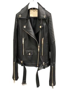 New Luxury Genuine Leather Jacket Women Black Fashion Slim Motorcycle Biker Real Sheepskin Leather Short Coats Belt Female 2010304678652